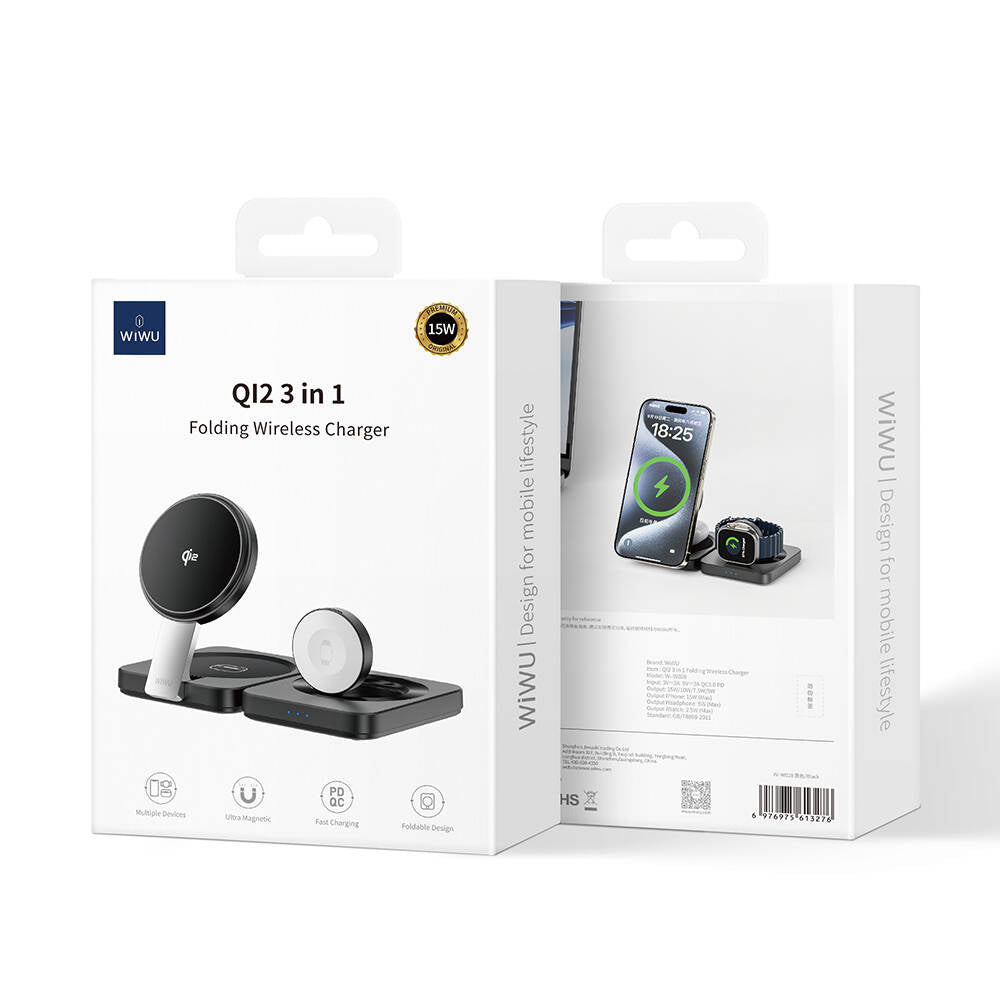 Wiwu Wi-W028 Qi2 Şarj Teknolojili Katlanabilir LED Işık Göstergeli 3in1 Kablosuz Şarj Standı Wiwu Wi-W028 Qi2 Şarj Teknolojili Katlanabilir LED Işık Göstergeli 3in1 Kablosuz Şarj Standı